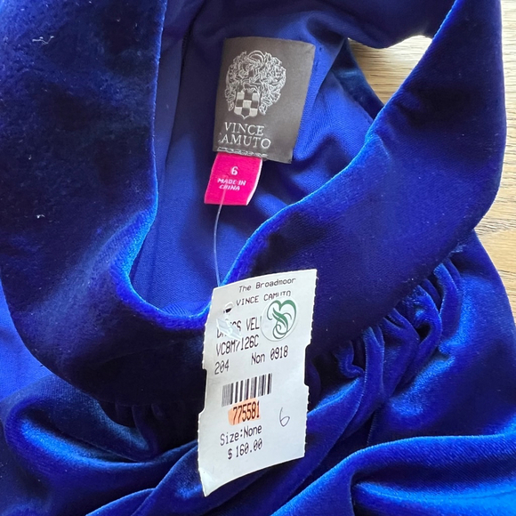 Women's Vince Camuto Blue Velvet Dress Size 6 - Picture 5 of 6